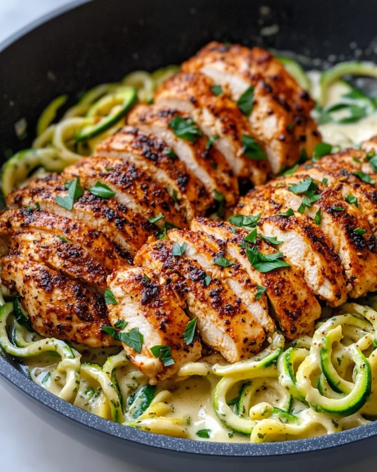 Homemade 20-Minute Blackened Chicken Alfredo Zoodles photo
