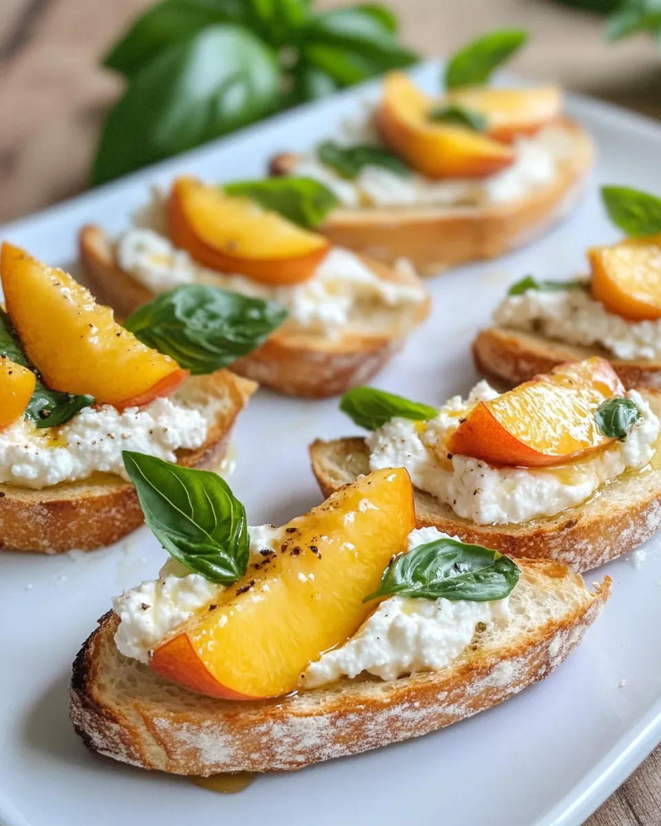 Delicious Air-Fryer Peach-Ricotta Bruschetta dish photo