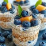 Homemade Blueberry-Peach Refrigerator Oat Cups recipe photo