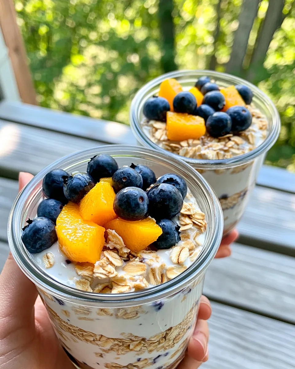 Classic Blueberry-Peach Refrigerator Oat Cups dish photo