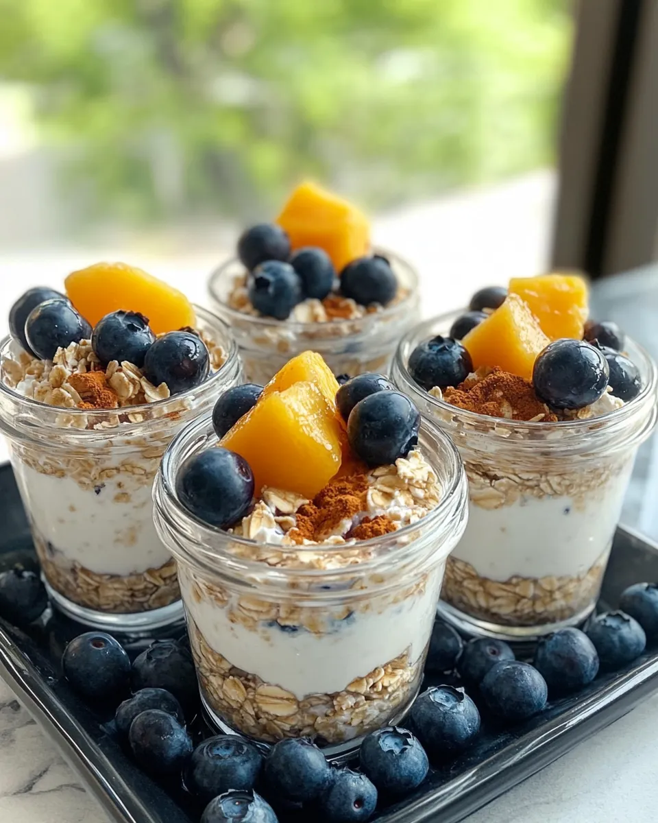 Delicious Blueberry-Peach Refrigerator Oat Cups plate image