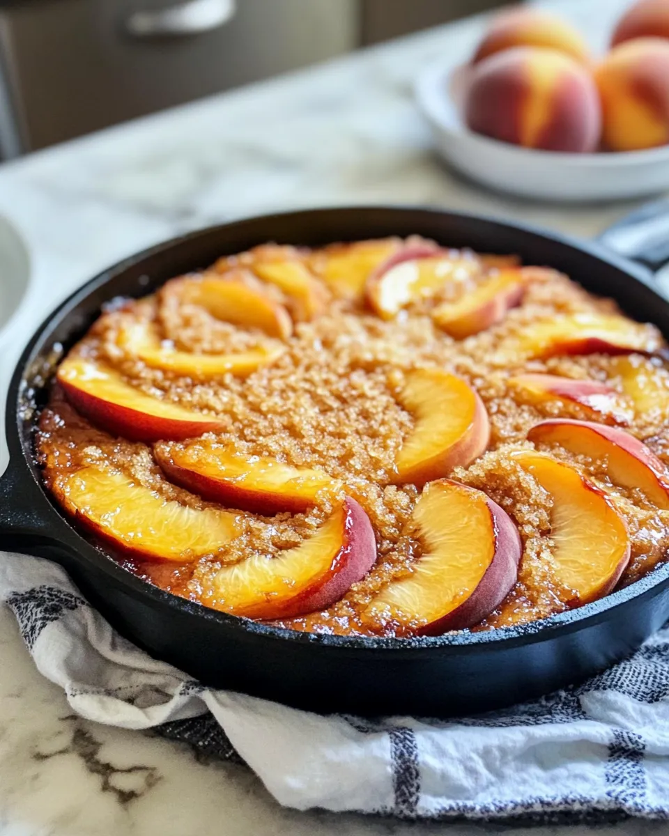 Homemade Bourbon-Peach Upside-Down Skillet Cake photo