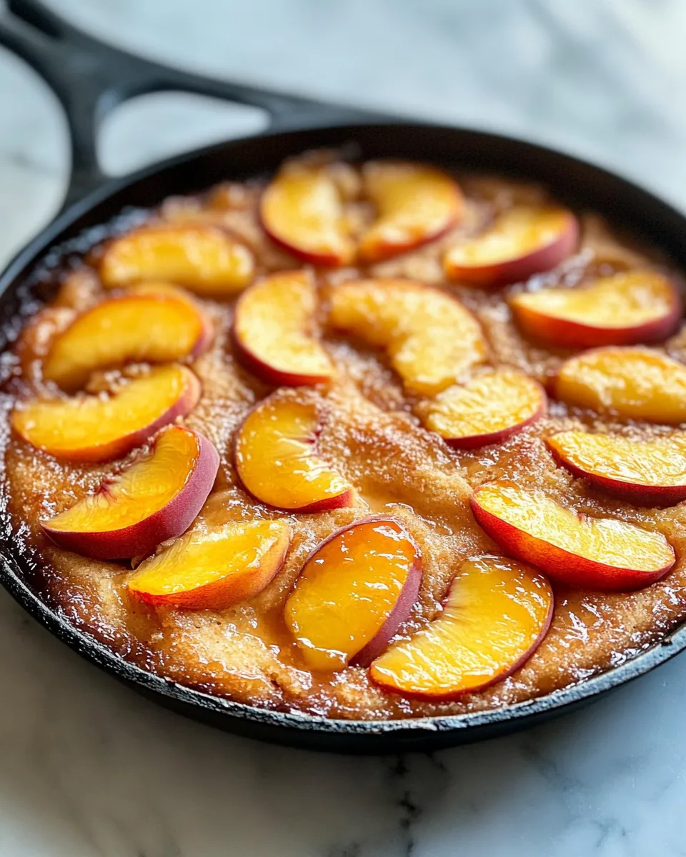 Classic Bourbon-Peach Upside-Down Skillet Cake recipe image