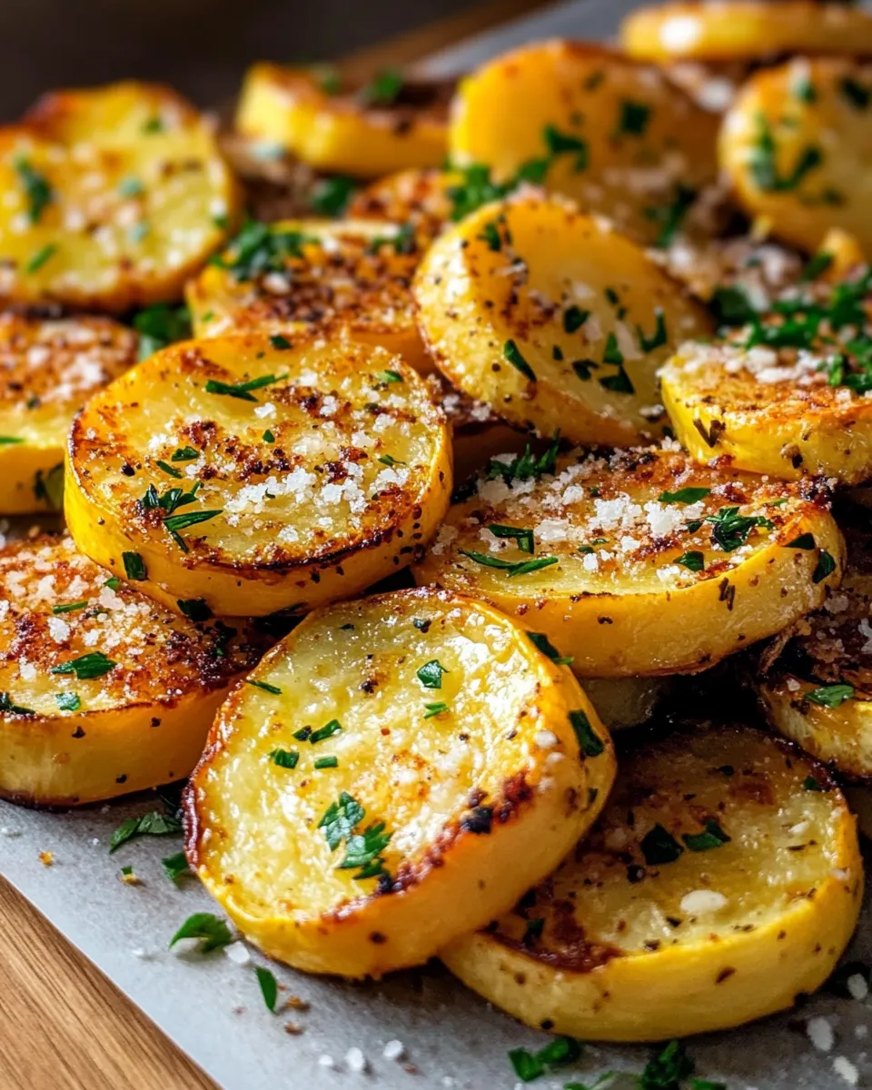 Easy Buttery Garlic-Parmesan Yellow Squash Rounds recipe photo