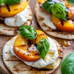 Homemade Caramelized Peach & Burrata Grilled Pitas photo