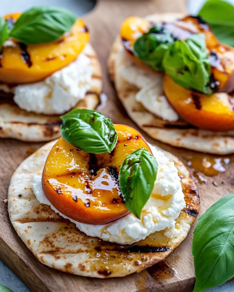 Homemade Caramelized Peach & Burrata Grilled Pitas photo
