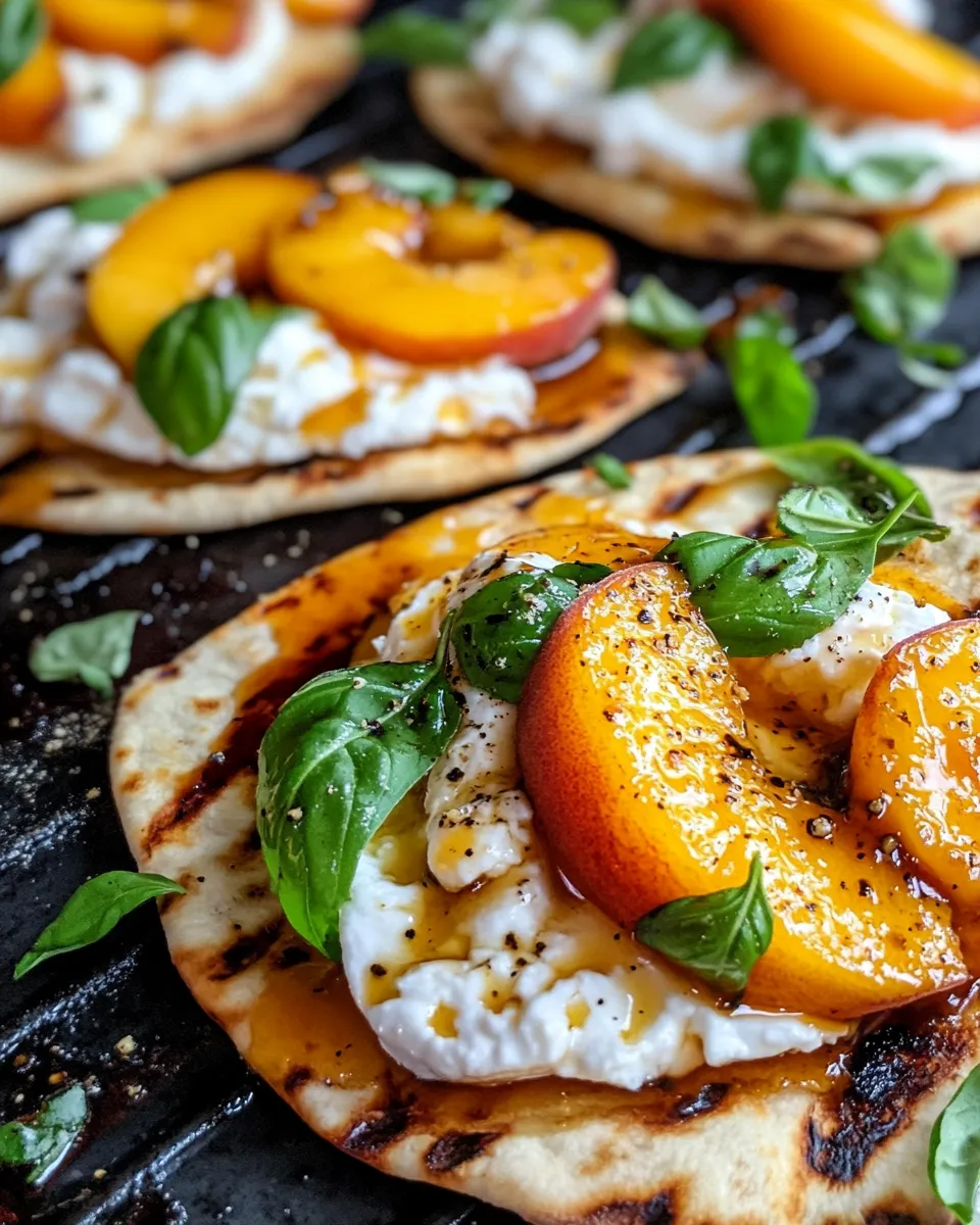 Classic Caramelized Peach & Burrata Grilled Pitas image