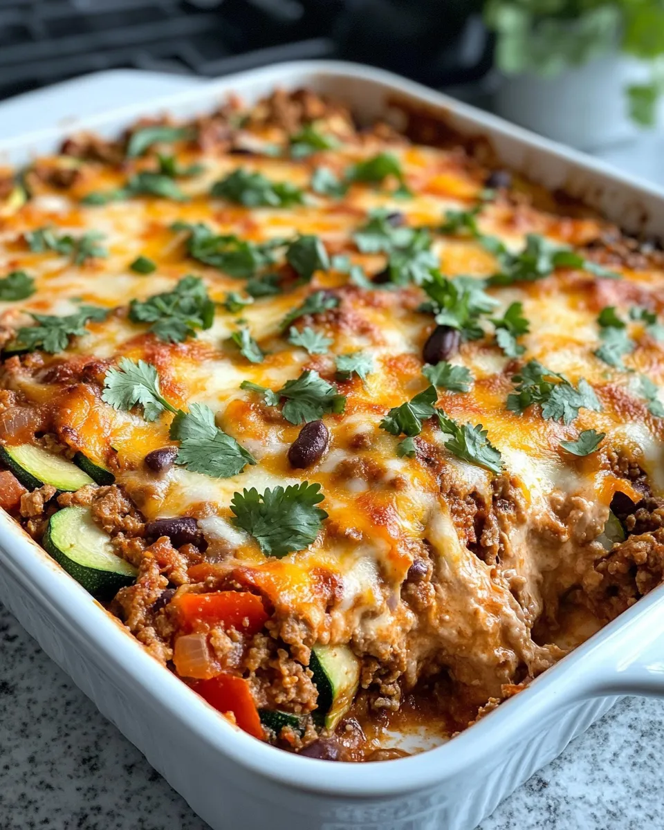 Easy Cheesy Zucchini Taco Casserole (Low carb) food shot