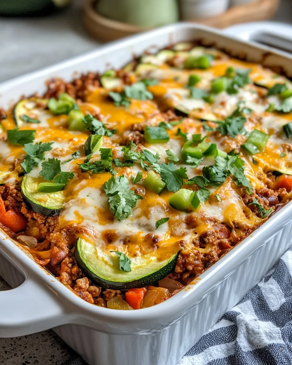 Delicious Cheesy Zucchini Taco Casserole (Low carb) plate image