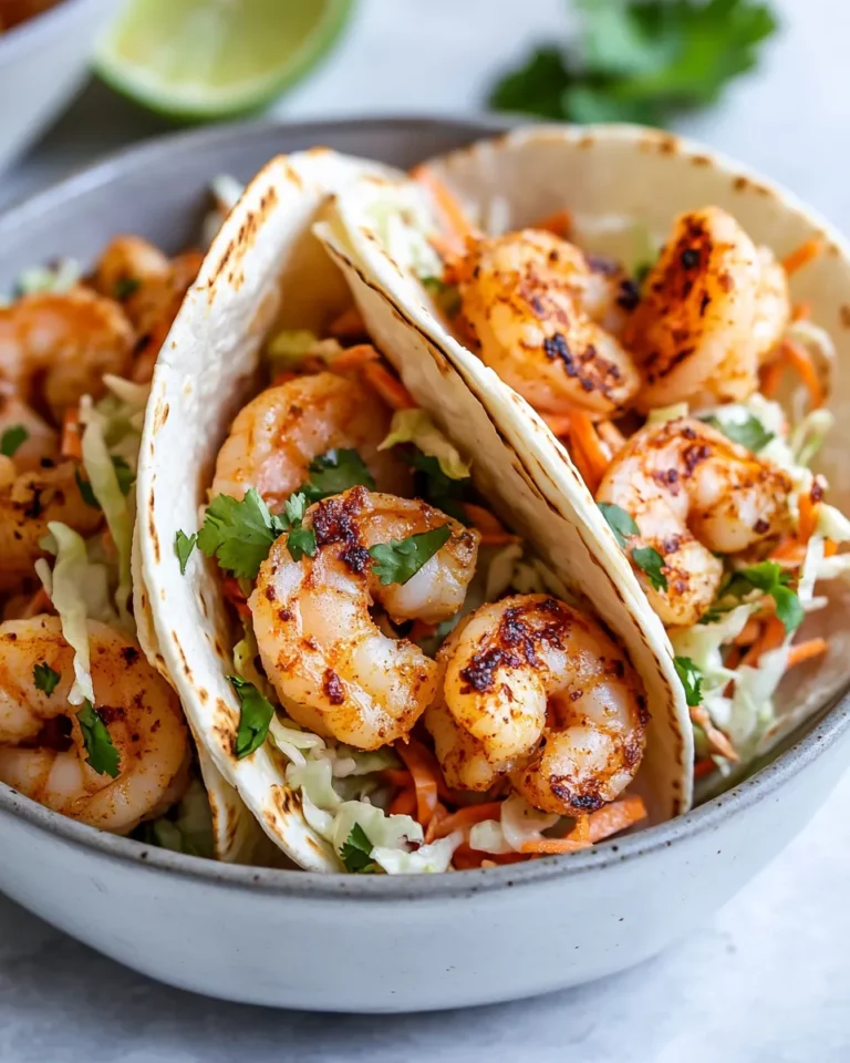 Homemade Chipotle Peach Shrimp Tacos with Slaw recipe photo