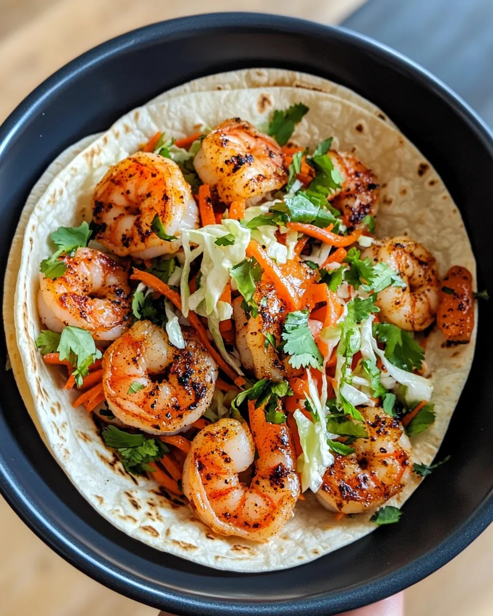 Easy Chipotle Peach Shrimp Tacos with Slaw food shot