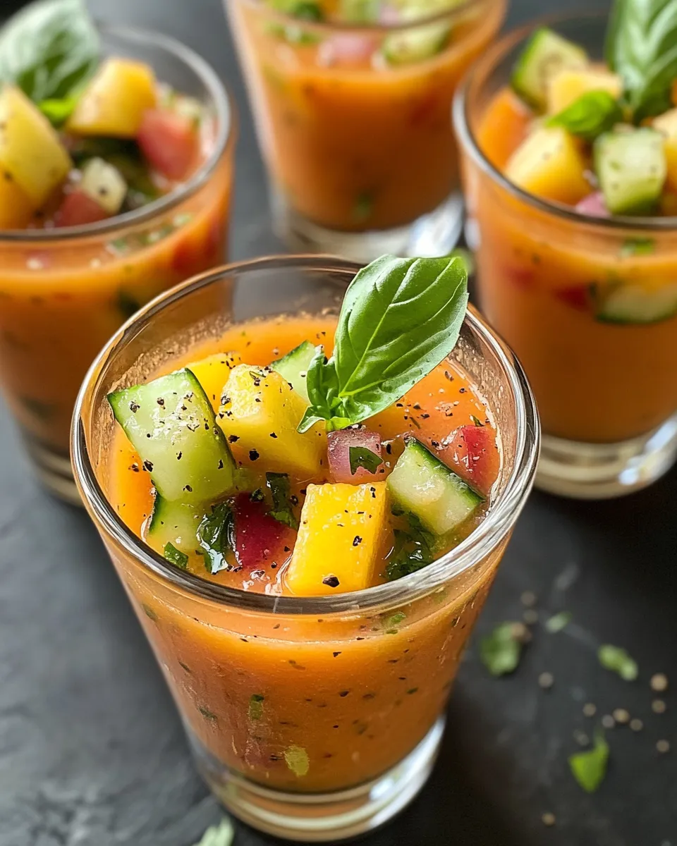 Easy Cucumber-Peach Gazpacho Shooters food shot