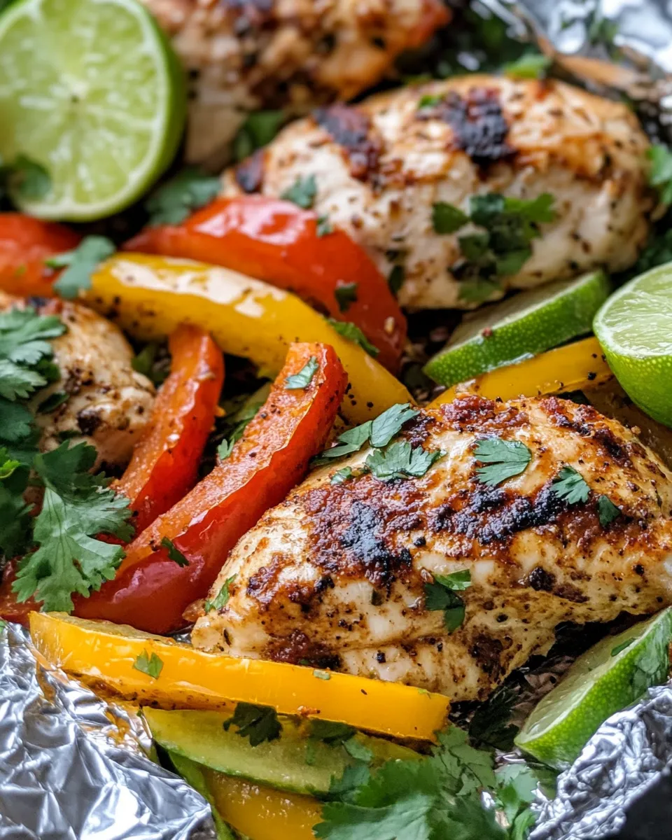 Easy Fajita Chicken Breast Foil-Packet Dinners food shot