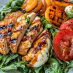 Homemade Grilled Nectarine Chicken Caprese Salad photo