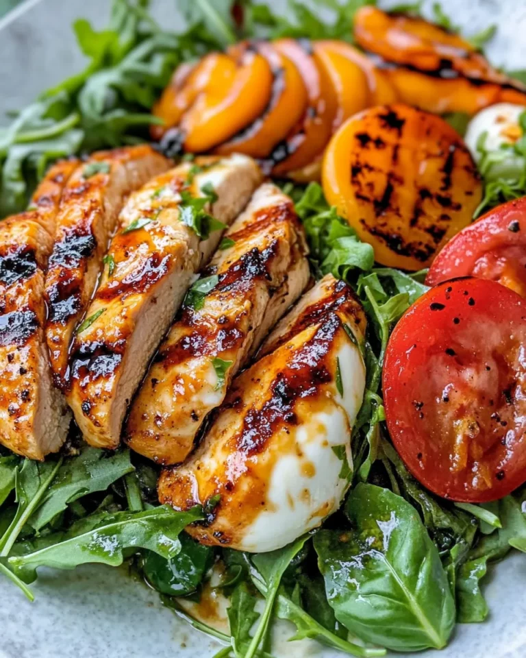 Homemade Grilled Nectarine Chicken Caprese Salad photo