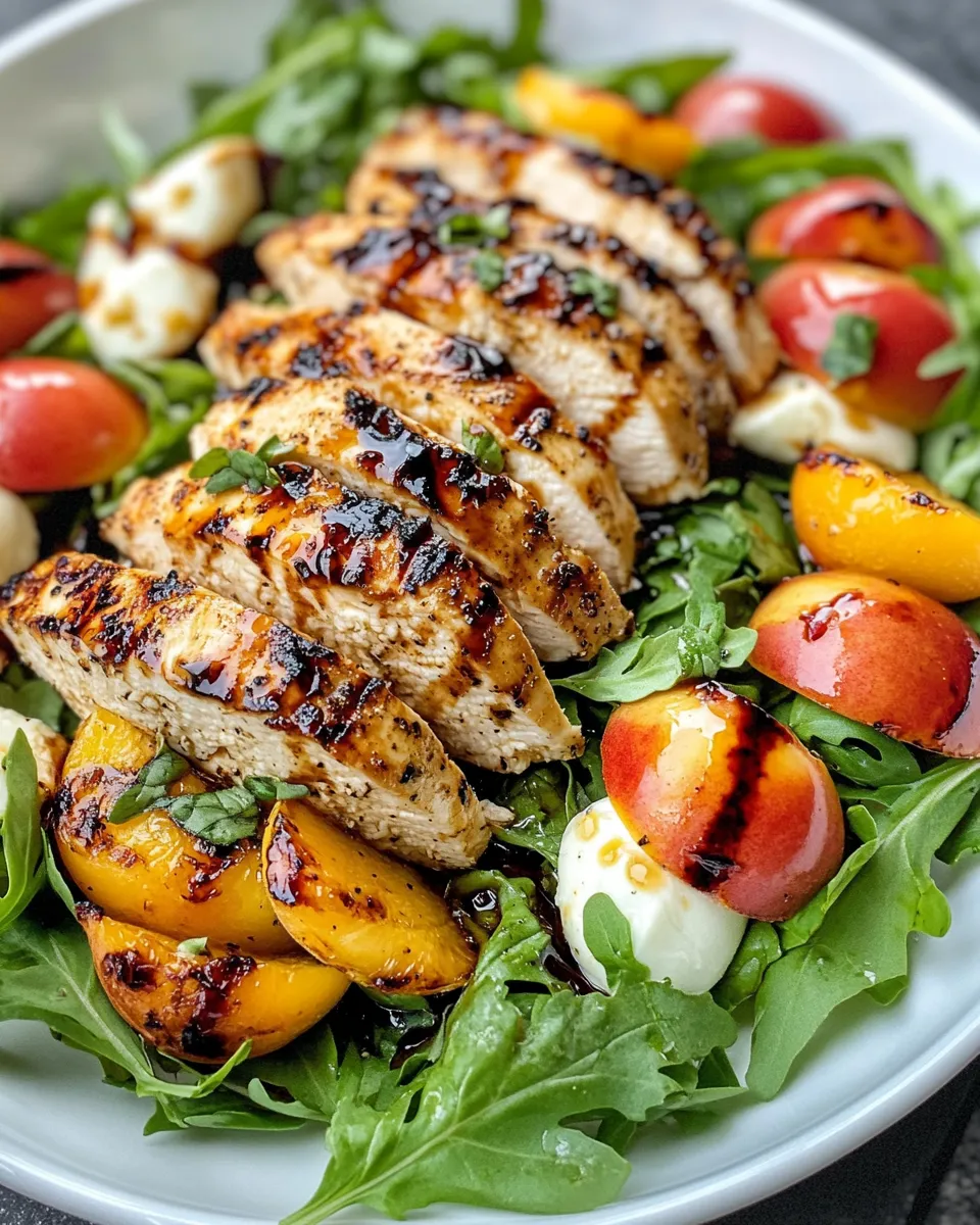Classic Grilled Nectarine Chicken Caprese Salad image
