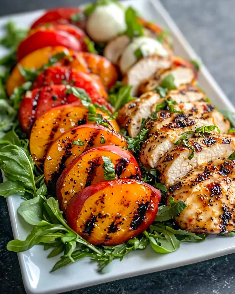 Easy Grilled Nectarine Chicken Caprese Salad recipe photo