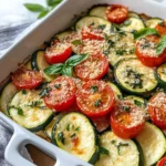 Homemade Herbed Zucchini & Tomato Casserole Gratin dish photo
