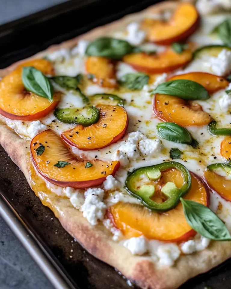 Delicious Honey-Drizzle Peach JalapeÃ±o Pizza photo