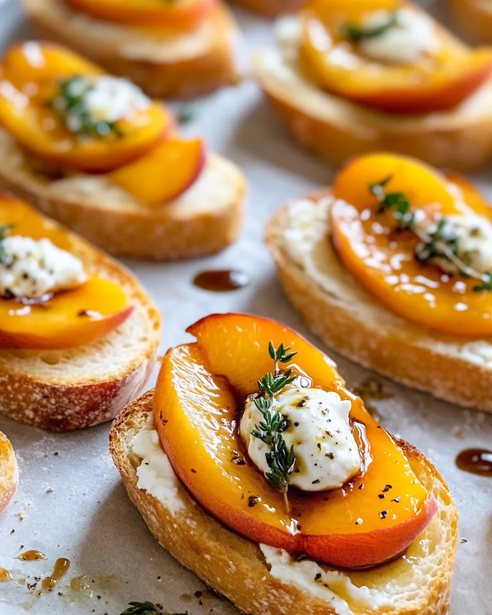 Delicious Honey-Roasted Peach Crostini with Thyme recipe photo