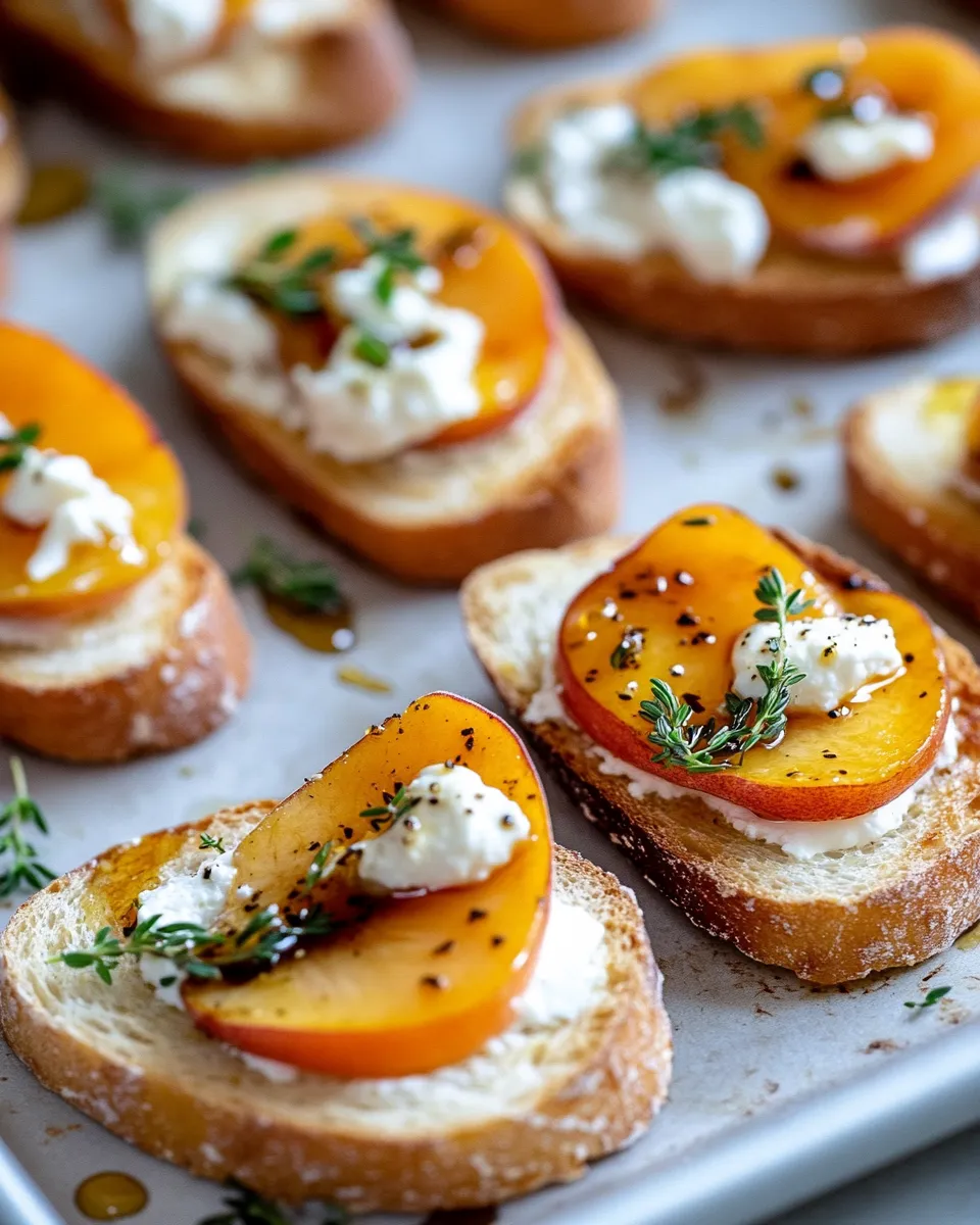Easy Honey-Roasted Peach Crostini with Thyme dish photo