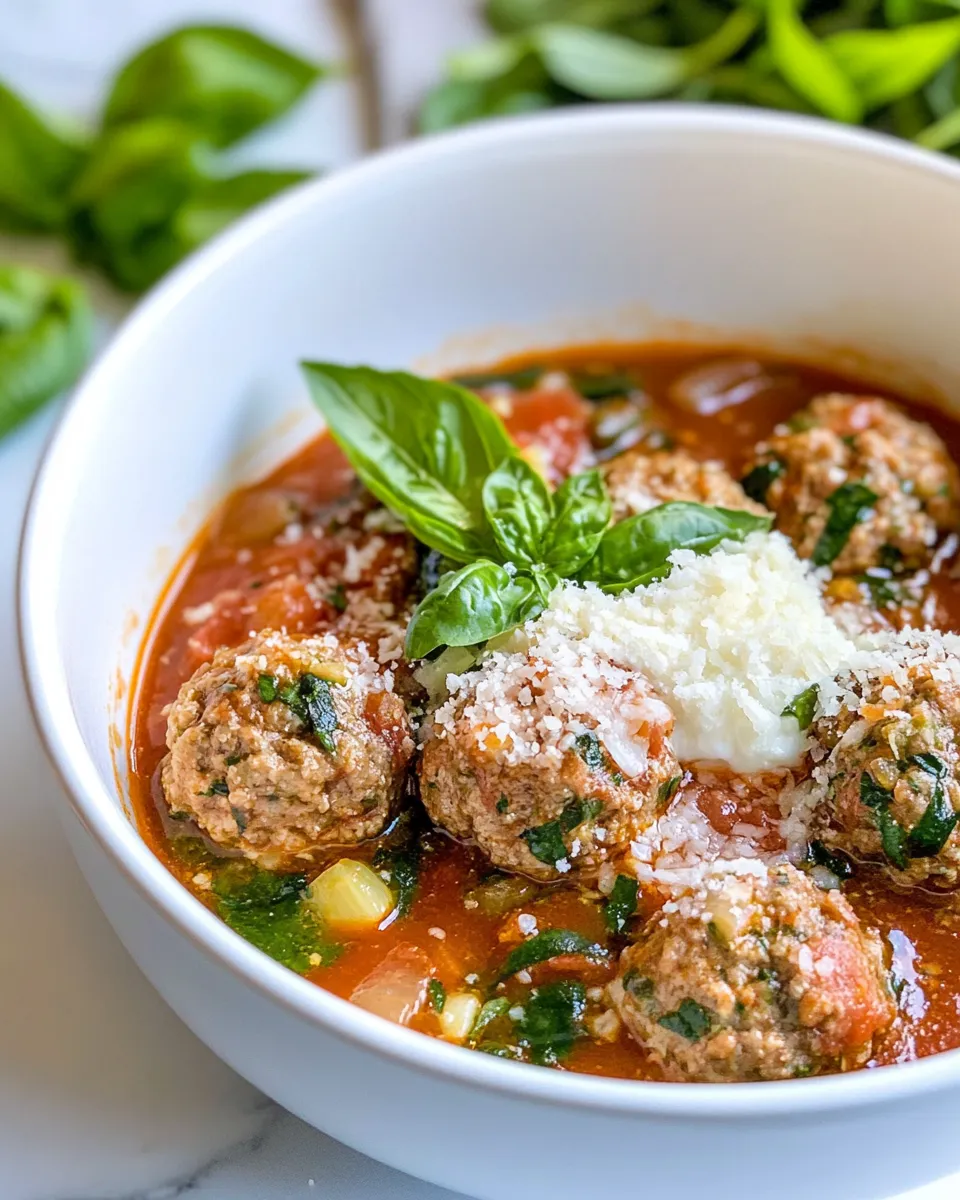 Easy Italian Zucchini Meatball Soup food shot
