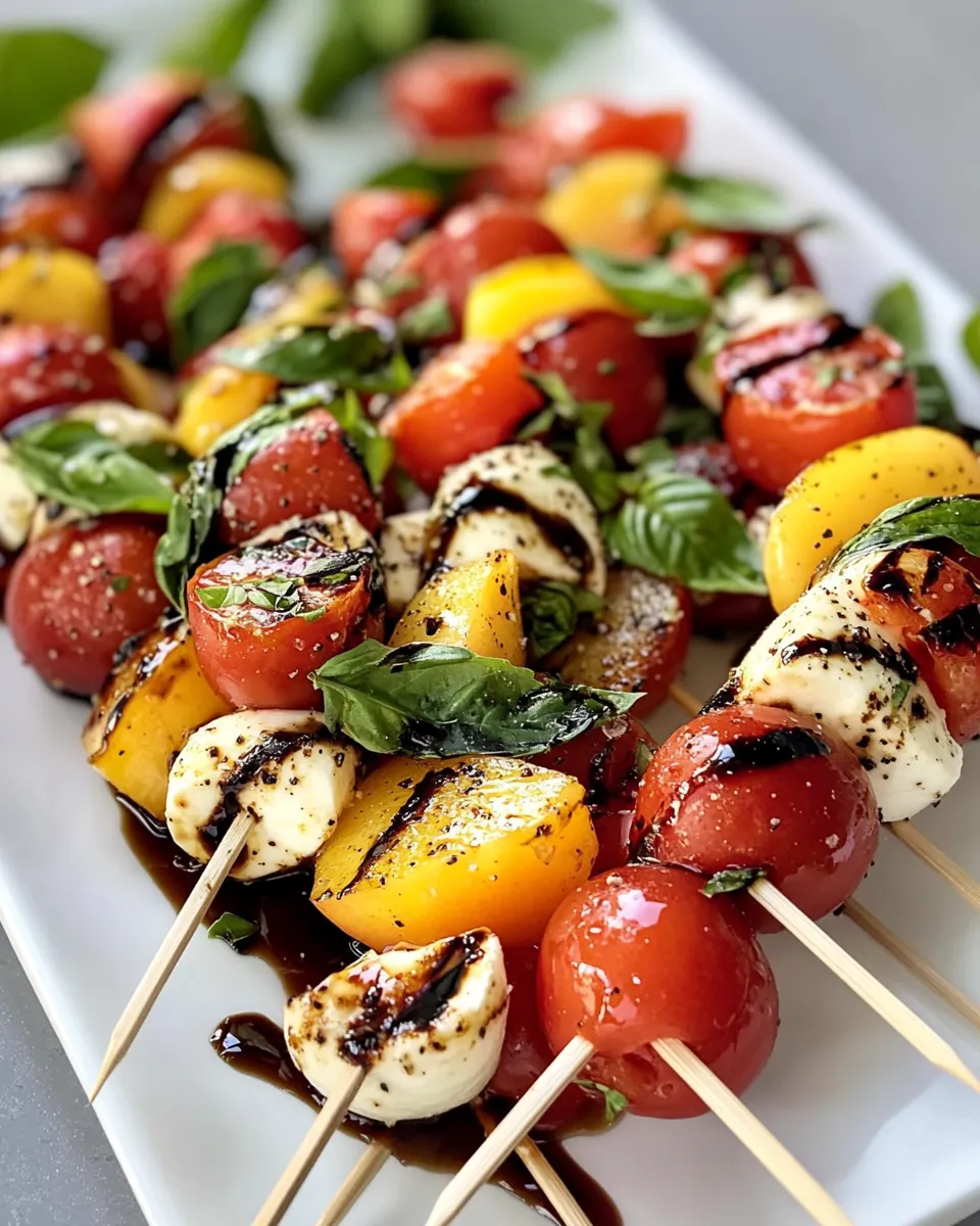 Easy Nectarine Caprese Skewers (Balsamic Drip) recipe photo