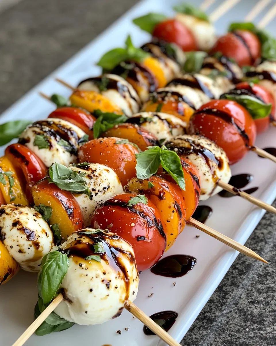 Delicious Nectarine Caprese Skewers (Balsamic Drip) dish photo