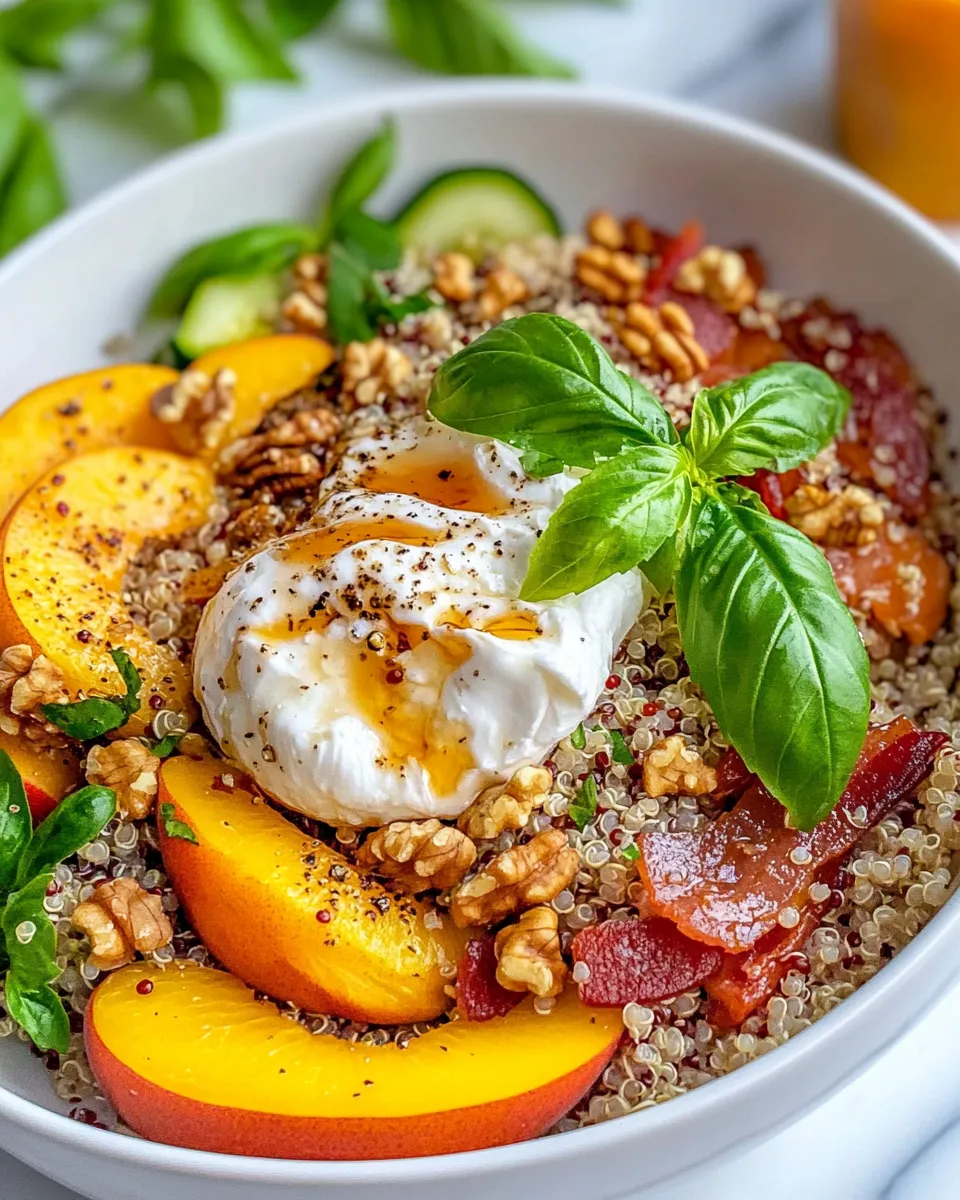 Easy Nectarine & Basil Burrata Grain Bowls recipe photo