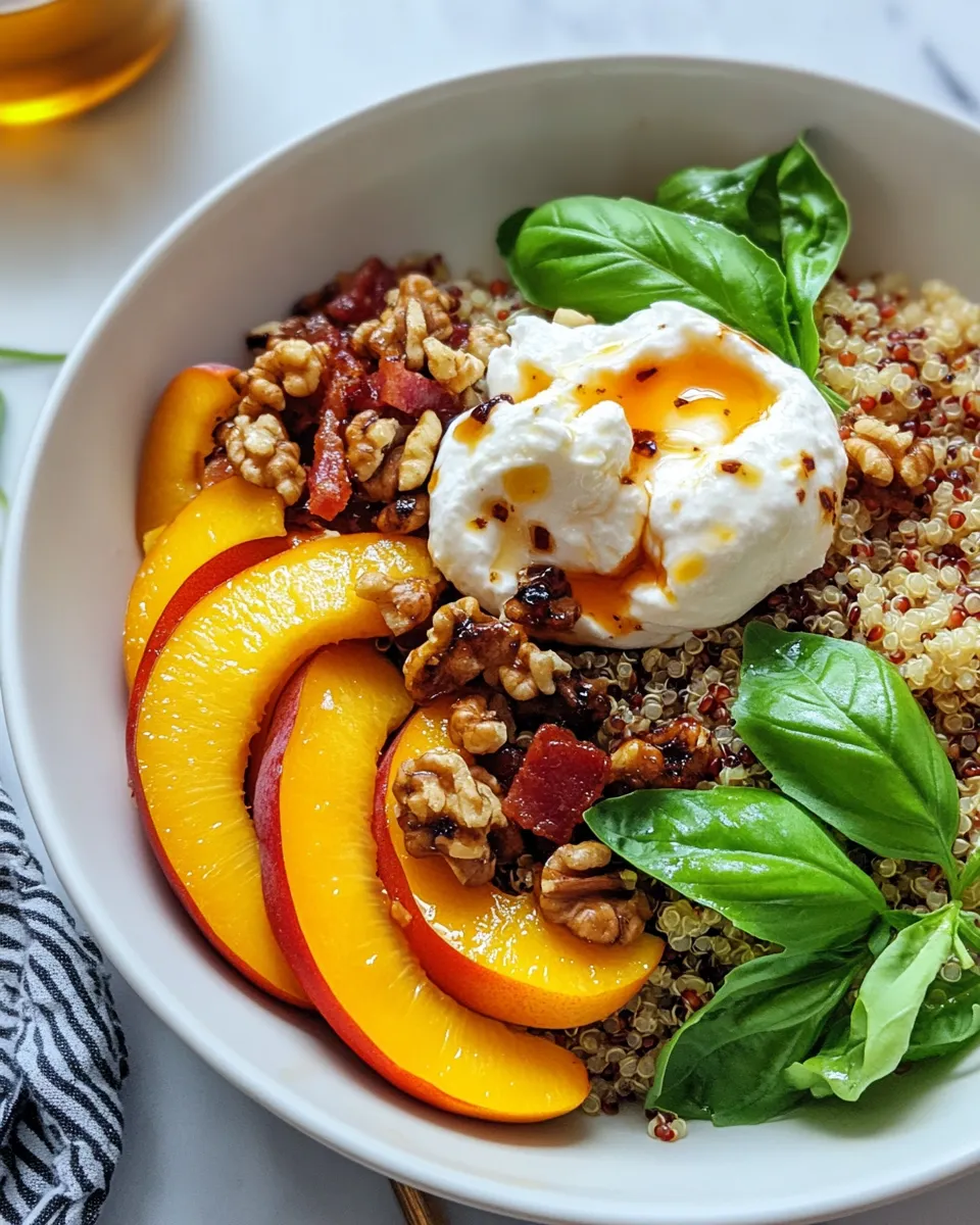 Delicious Nectarine & Basil Burrata Grain Bowls dish photo