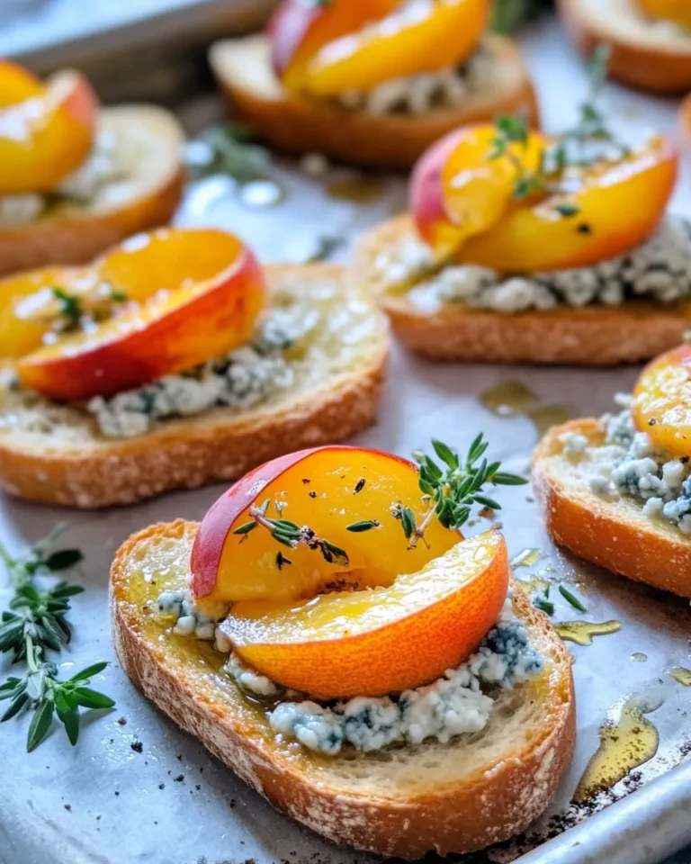 Homemade Nectarine & Blue Cheese Crostini Drizzles photo