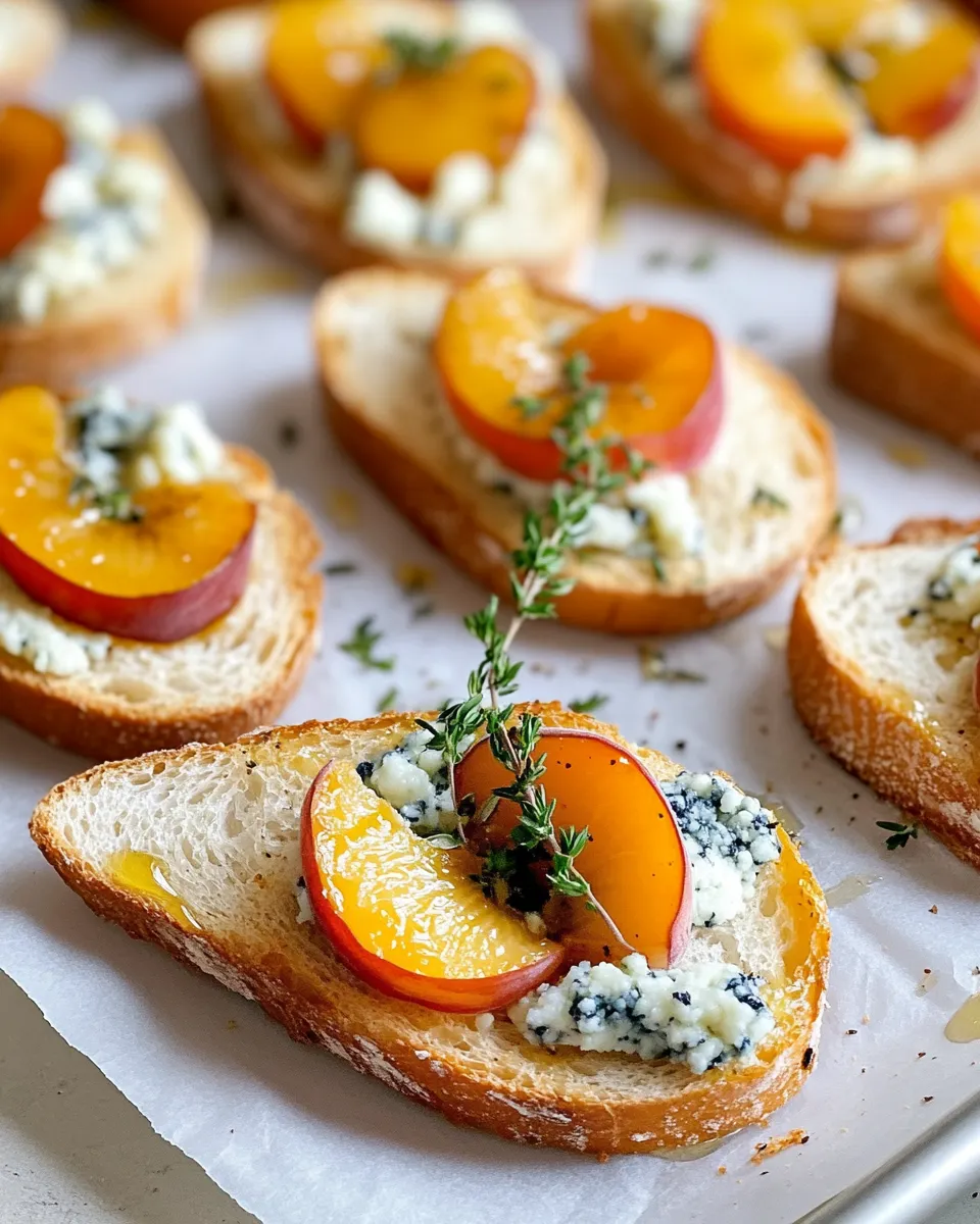 Easy Nectarine & Blue Cheese Crostini Drizzles recipe photo