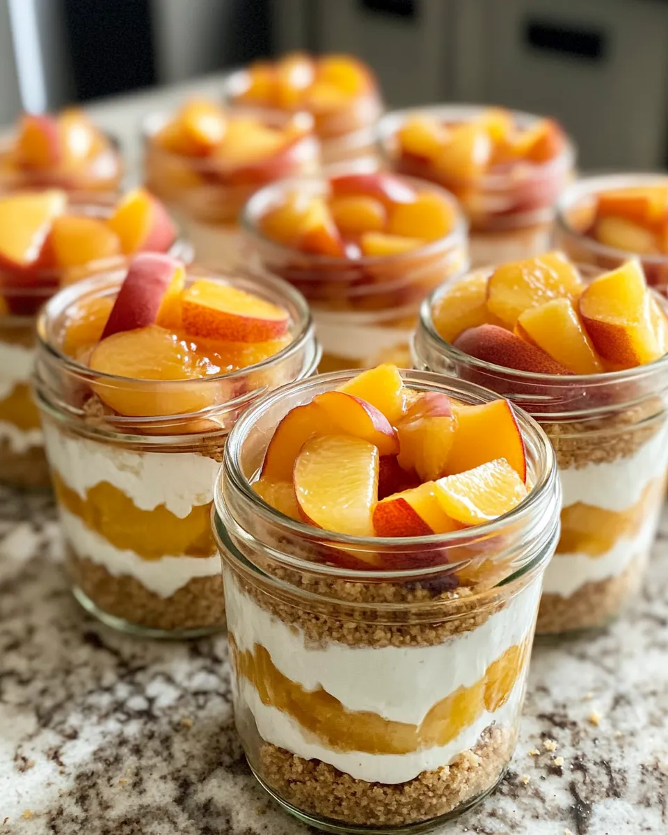 Delicious No-Bake Nectarine Cheesecake Jars food shot