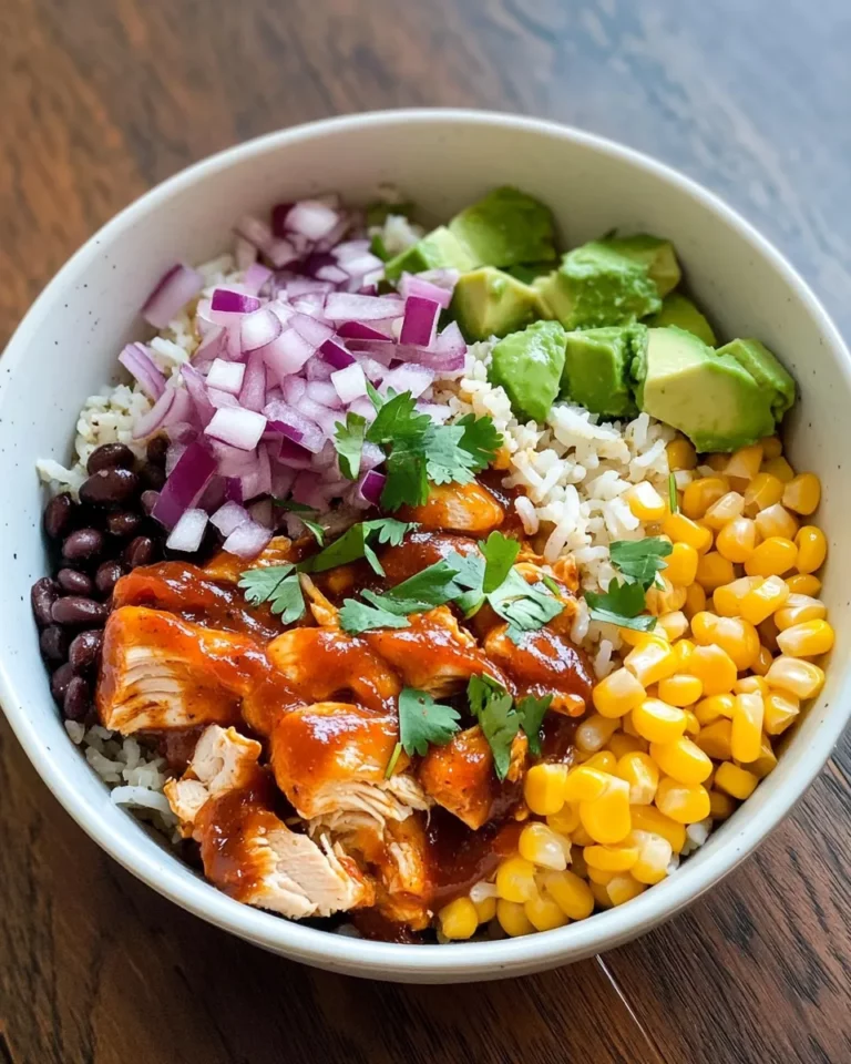 Homemade One-Pot Peach BBQ Pulled-Chicken Bowls photo