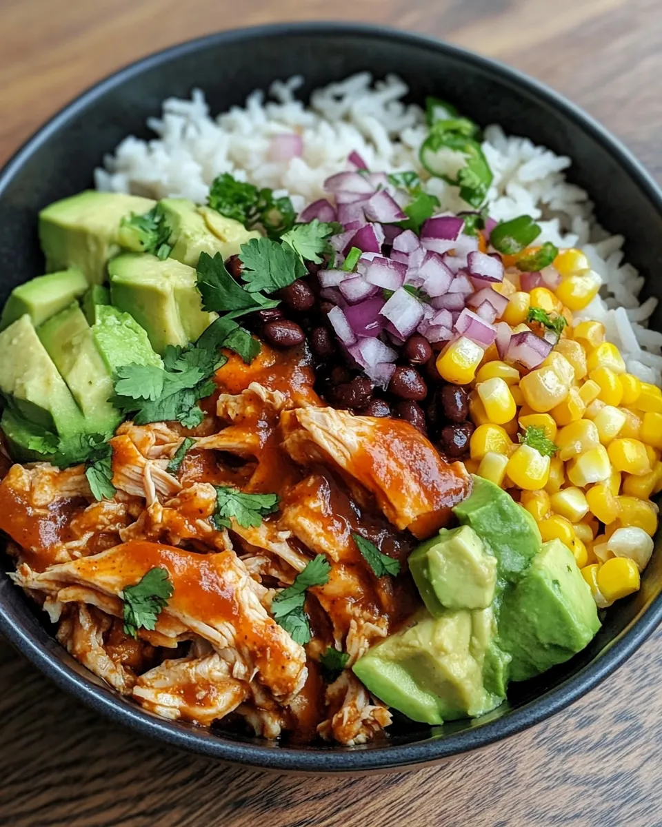 Classic One-Pot Peach BBQ Pulled-Chicken Bowls image