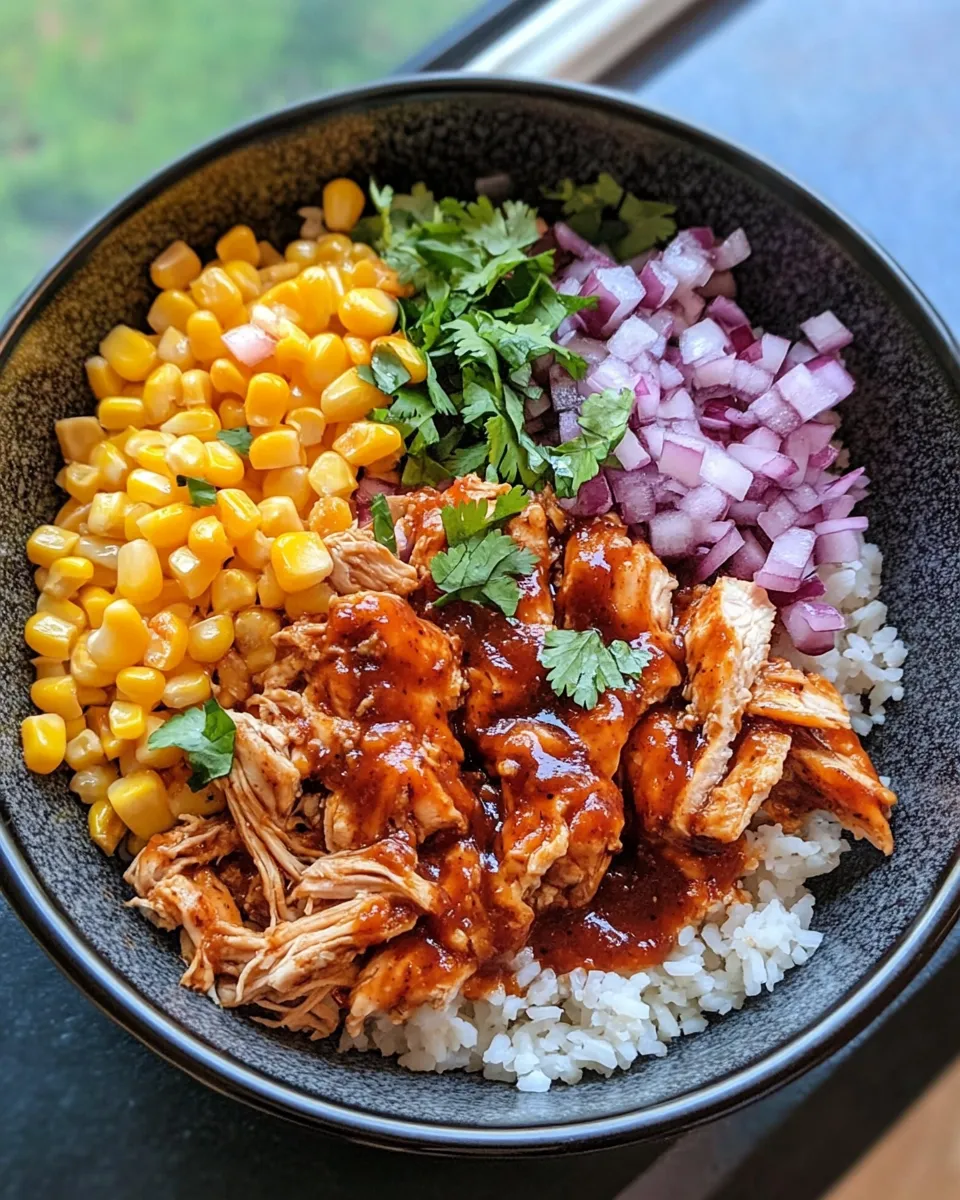 Easy One-Pot Peach BBQ Pulled-Chicken Bowls recipe photo