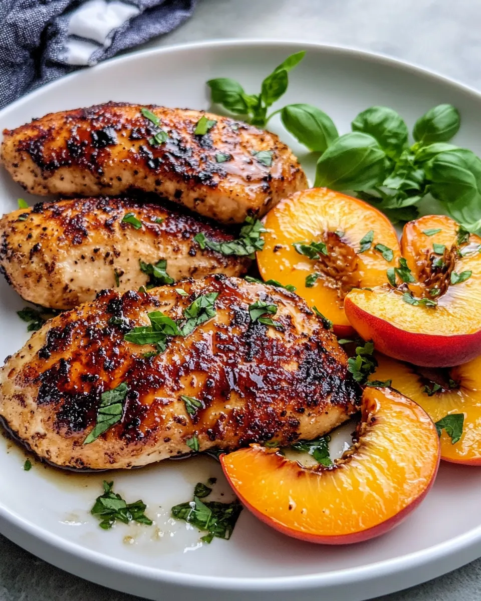 Easy One-Skillet Peach-Balsamic Chicken Breasts food shot