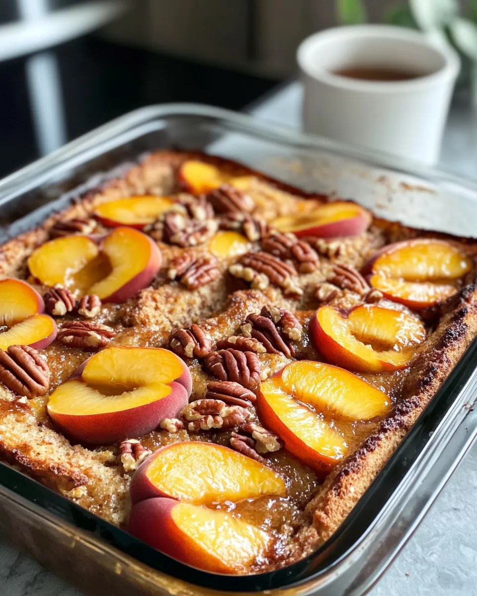 Easy Overnight Peach-Pecan French Toast Bake dish photo