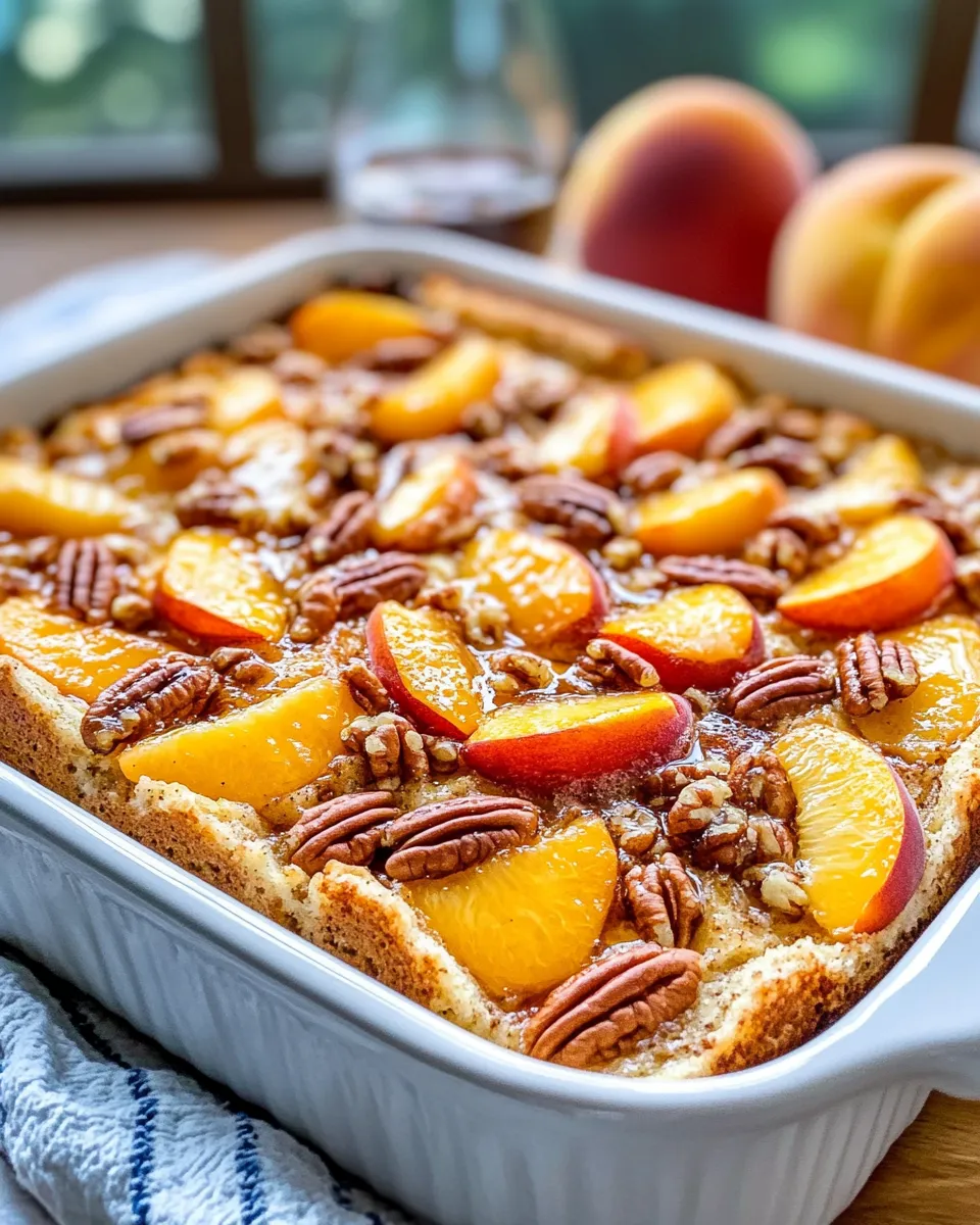 Delicious Overnight Peach-Pecan French Toast Bake food shot