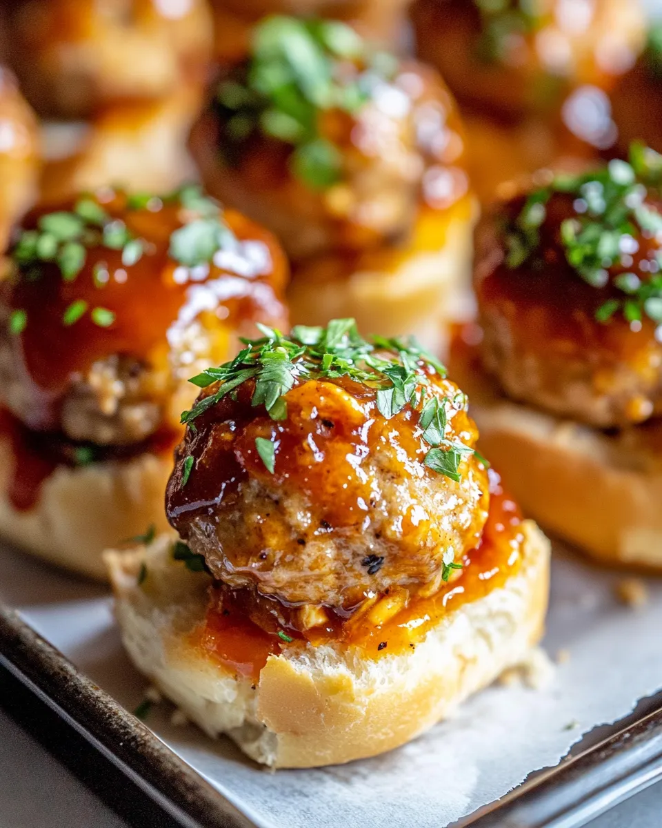 Easy Peach-Bourbon BBQ Meatball Sliders dish photo