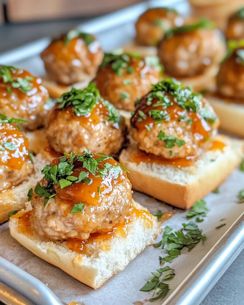 Delicious Peach-Bourbon BBQ Meatball Sliders food shot