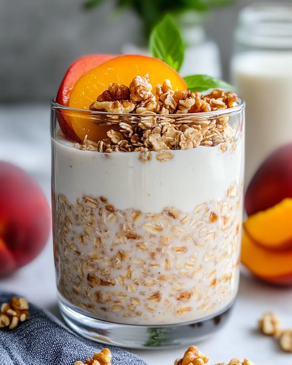 Delicious Peach-Ginger Overnight Oats Parfait plate image