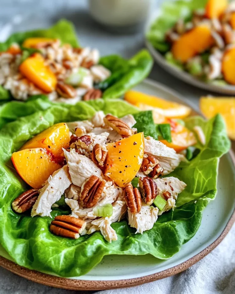 Homemade Peach-Pecan Chicken Salad Lettuce Wraps photo
