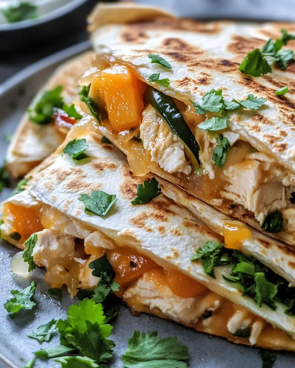 Easy Peach-Poblano Chicken Quesadillas recipe photo
