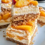 Delicious Peach Cobbler Cheesecake Icebox Bars food shot