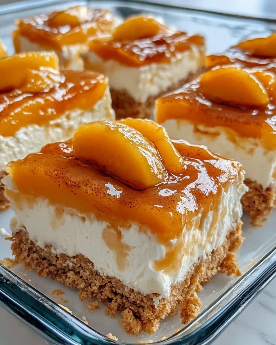 Classic Peach Cobbler Cheesecake Icebox Bars recipe photo