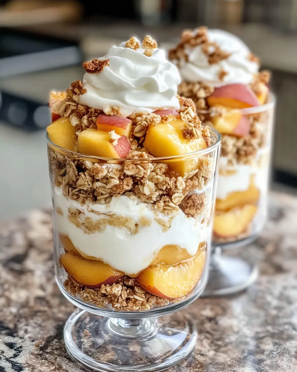 Classic Peach Cobbler Cinnamon-Roll Parfaits dish photo
