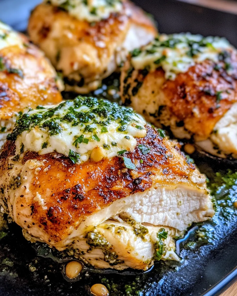 Classic Pesto-Mozzarella Stuffed Chicken Halves image