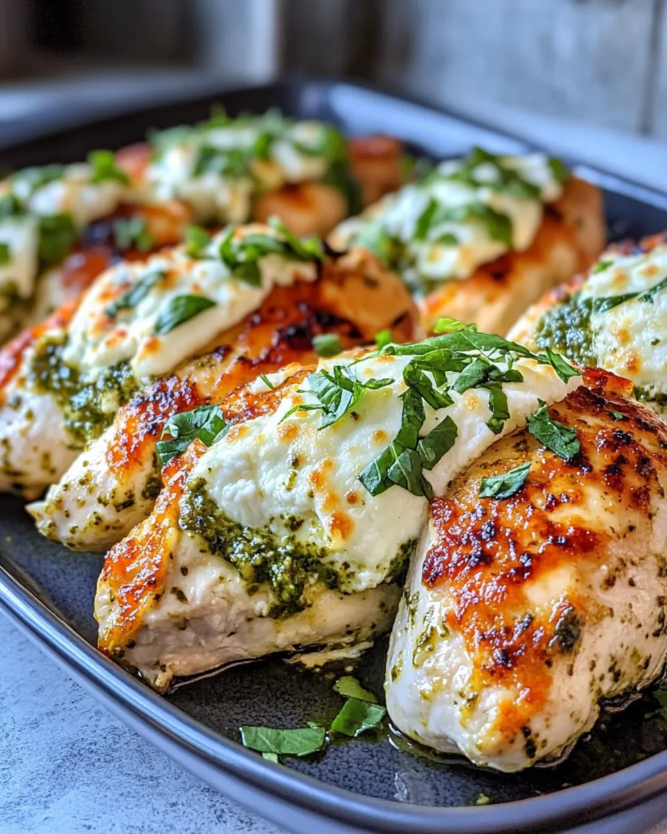 Easy Pesto-Mozzarella Stuffed Chicken Halves recipe photo