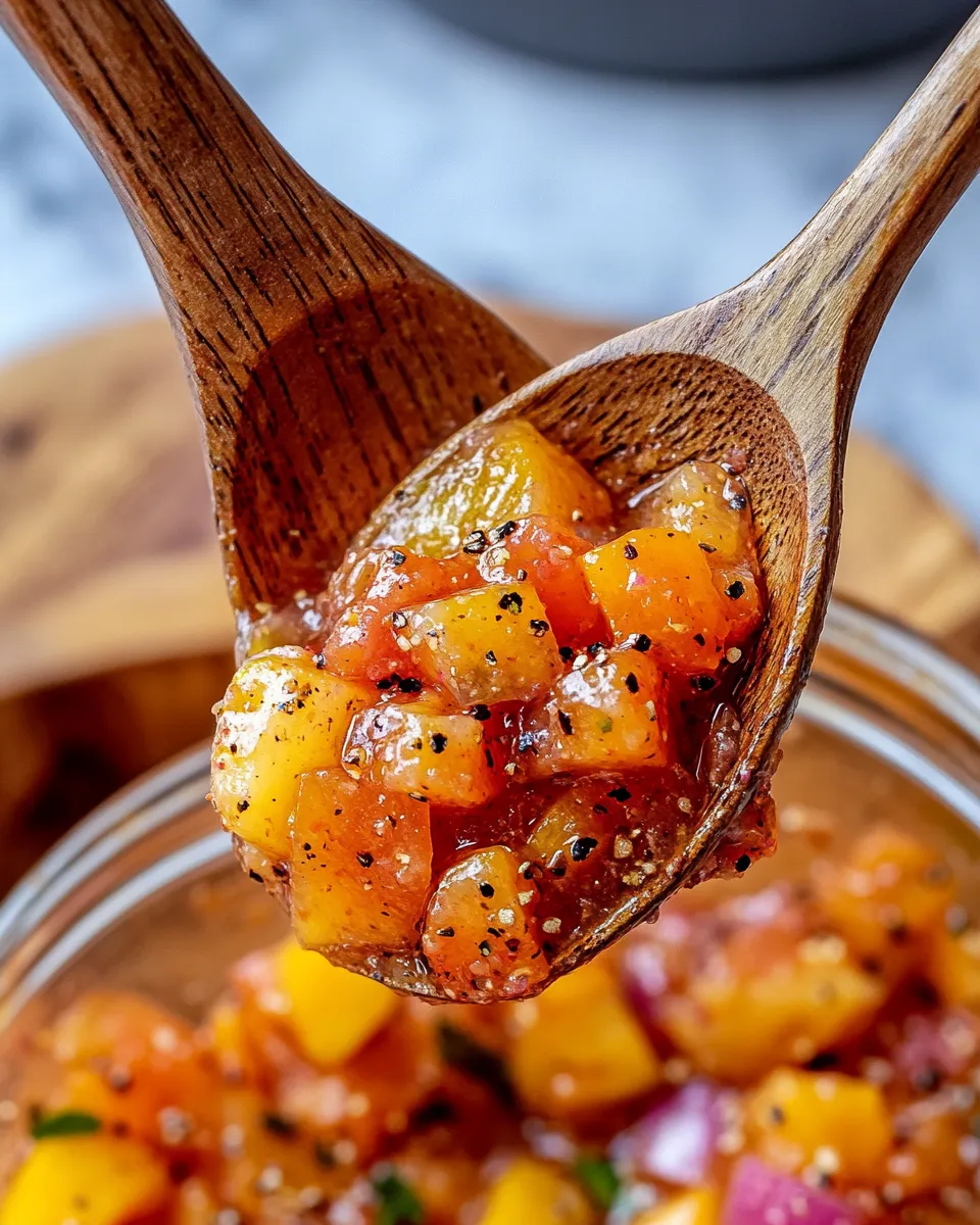Delicious Pickled Peach Relish for Burgers plate image